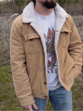 Calvin Klein Sherpa-Lined Corduroy Jacket - Tan